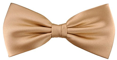TigerTie Herren Satin Seidenfliege in Beige Gold Bronze einfarbig Uni – Fliege aus 100% Seide, ideal für Hochzeit, Party, Business, Abendgarderobe und festliche Anlässe