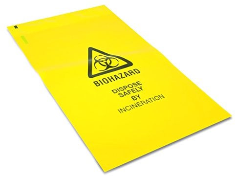 25 x Strong Clinical Waste Biohazard/Bio Hazard Yellow Bags 203mm x 354mm