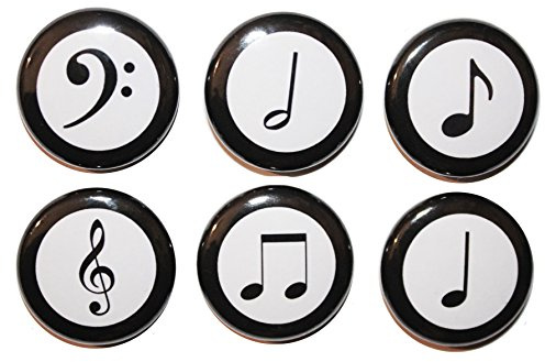 Musical Note Circle Fridge Magnets (25mm) Made in UK by Button Zombie (12)