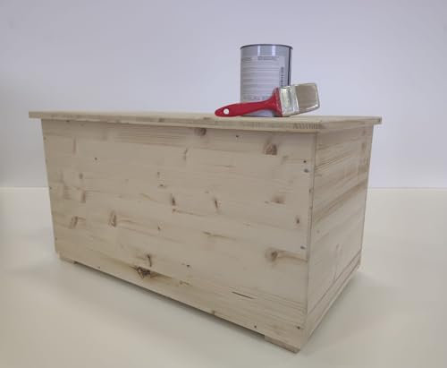 Amico Legno Cassapanca in lamellare - Cerniera A Scomparsa Cod 16 120x45x47 GREZZA + 1 lt impregnante all'acqua incolore
