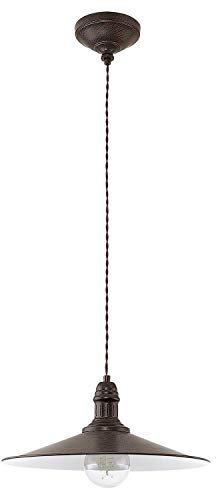 EGLO Pendelleuchte Stockbury, 1 flammige Hängelampe Industrial, Vintage, Retro, Hängeleuchte aus Stahl in Antik-Braun, Beige, Esstischlampe, Wohnzimmerlampe hängend, E27 Fassung, Ø 36 cm