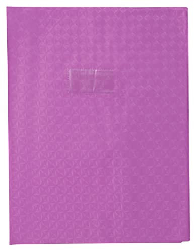 Calligraphe 72416C - Heftumschlag / Heftschoner / Hefthülle Calligraphe mit Feinkörnung & Diamantmotiven DIN A4+ 24x32 cm, Etikettenhalter aus PVC blickdicht und strapazierfähig, Violett, 1 Stück