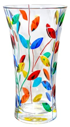 Italian Crystal Tree of Life Flower Vase, 10 x 5.5, Flowervine Pattern, Hand Blown Glass Vase for Home Decor, Tall Vase for Flowers, Wedding Centerpiece, Made in Italy