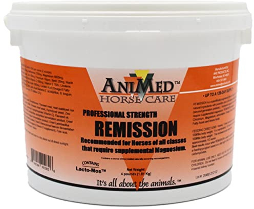 AniMed Remission 4 lbs - Comprehensive Nutritional Support for Horses with Metabolic Issues, Probiotics, and Essential Nutrients for Hoof Health, Gut Health, and Overall Well-Being