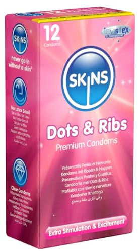 Skins Dots&Ribs - 12 gerippt/genoppte Kondome
