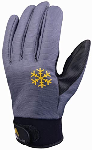 Deltaplus VV903GR07 Strickhandschuh Aus Polyester Mit Pu-Beschichtung Handrücken Und Pu/Polyester Handfläche, Grau-Schwarz, Größe 07