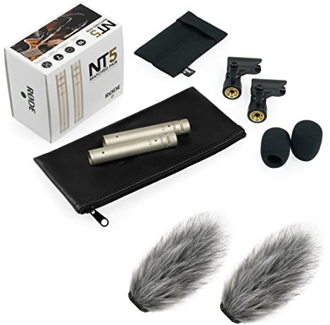 Rode NT5 MP Pair Stereo Microphone Set + 2 x Keepdrum WS04 Fur Windshield