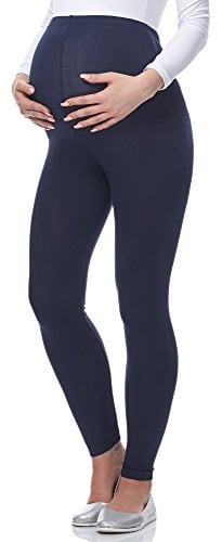 Be Mammy Lange Umstandsleggings aus Viskose Leggings Blickdicht Damen, Maternity Clothing, Ideal für die Schwangerschaft BE-02 (Marineblau, XS)