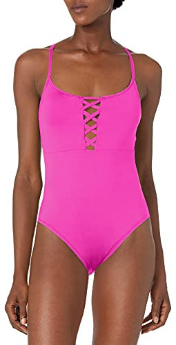 La Blanca Women's Island Goddess Strappy Convertible One Piece Swimsuit, Electric Pink, 14