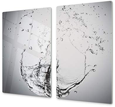 Planche de cuisine en VERRE trempé – Planche à découper en verre – Couvre-plaques de cuisson – UNE PIÈCE (60x52 cm) ou DEUX PIÈCES (30x52 cm chacune);D02 Série Eau: Gouttes D'Eau 1