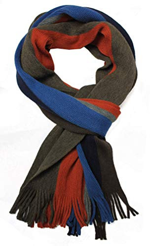 Rotfuchs Strickschal Herrenschal Damenschal Unisex Wolle gestreift feinstrick (Orange braun)