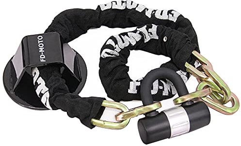 FD-MOTO STEEL 3KG 1.2M*10mm Chain Lock + Ground Wall Anchor Anti-theft Heavy Duty for motorbike motorcycle scooter bike bicycle ATV