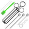 Nifogo Meat Injector Syringe Kit, Stainless Steel Marinade Flavor Injector Kit with 3 Needles, Turkey Baster Food Syringe for BBQ, Baking, Turkey and Cooking, Free silicone brush (Silver)