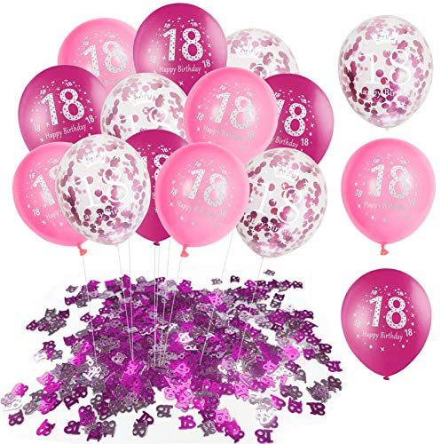 Palloncino per Numero Compleanno, Rosa,Oro nero, coriandoli rosa, palloncini Oro nero, set di coriandoli per uomini e donne, per compleanno, per decorazioni per feste, coriandoli (Rosa18)