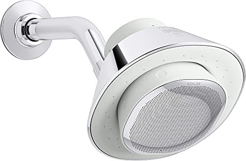 KOHLER Moxie Alexa Enabled Showerhead, Bluetooth Shower Speaker, Shower Radio, Rechargeable Speaker, Portable Speaker, 1.75 GPM, K-28238-GKA-CP, Polished Chrome