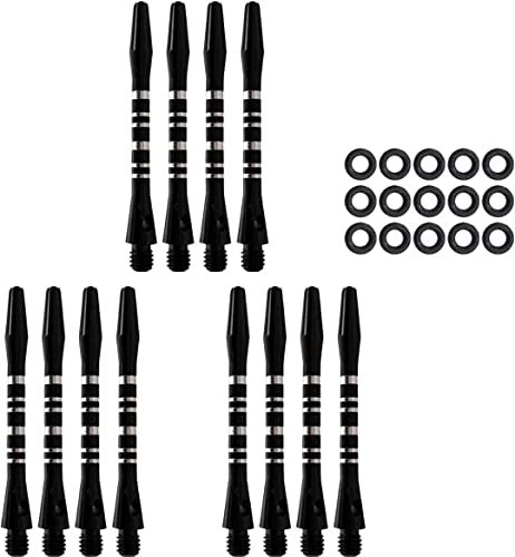 HERZWILD 12pcs Dart shafts schwarz Dartpfeil-Schäfte 15pcs Dart Flights Dart gummiring (1212)