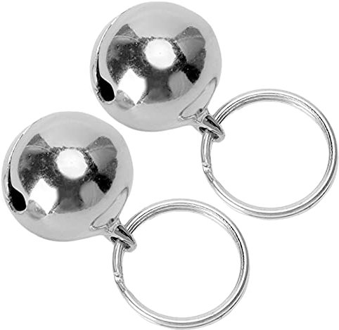 Campanelli Rotondi per Animali Domestici, robusti campanelli in Rame Resistenti alla corrosione cromati con Portachiavi per Esterno per Cani(Silver)