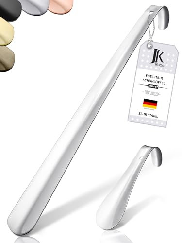 JK Trade® 2er Set STABILE Edelstahl Schuhlöffel | 15 & 42cm | Schuhanzieher Edelstahl Kurz & Lang | Schnell & Einfach | ideale Länge & Breite |Shoe horn | Business Aufhängbar