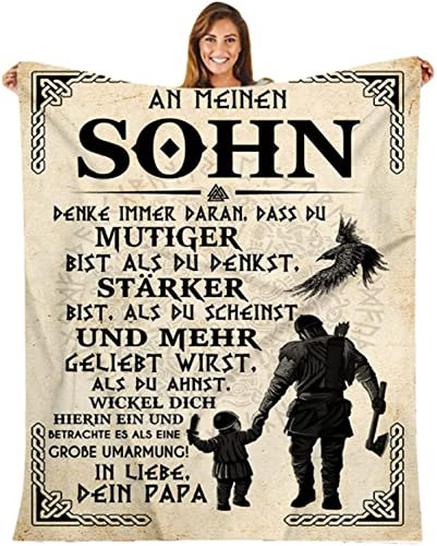 ACCZ Kuscheldecke Flauschige Personalisierte Decke Geschenke Papa An Meine Sohn,An Meine Sohn Decke Von Papa,Super Weiche Decke für Couch Bett,TV-Decke Geburtstag,Weihnachten