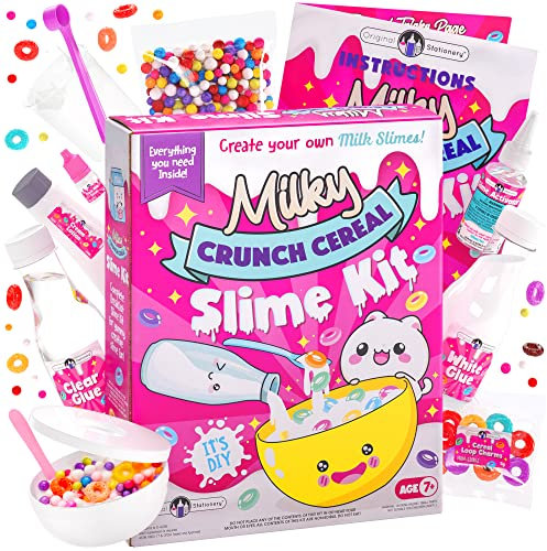 Original Stationery Kit de Slime para Niñas de Cereales Crujientes con Leche, Todo lo Que Necesitas en un Kit de Cereales de Slime para Hacer Slime Crujiente Regalos Niños