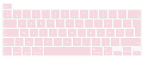 Digi-Tatoo Film de Protection du Clavier,Compatible avec Le Clavier 2022 New MacBook M2 Chip Pro 13 and 2020/2019 MacBook Pro 13 inch A2338 A2289 A2251, AZERTY French Layout,Silicone Couleur Rose