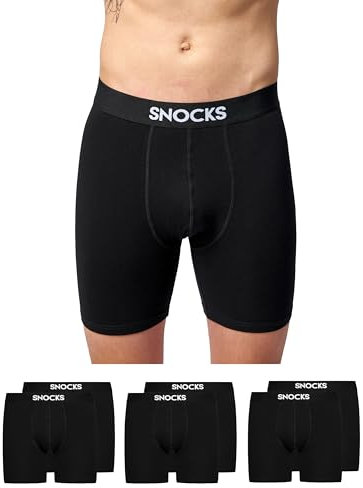 Snocks Lange Boxershorts Herren aus Bio-Baumwolle (6er Pack) - Atmungsaktiv und Ideal für Sport und Alltag - Kein juckendes Etikett und komfortabler Bund - Unterhosen Herren Gr.3XL, Farbe Schwarz