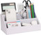Richblue Schreibtisch Organizer, Stiftehalter Schreibtisch PU Leder Büro Desk Organizer Stiftebox Stifteköcher (5 Fächern-Weiß)