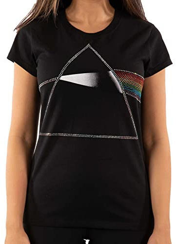 Pink Floyd T Shirt Dark Side of The Moon Diamante Official Womens Black XL