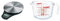 Salter 1035 SSBKDR Electronic Stainless Steel Kitchen Scale, Accurate Weighing up to 5KG, Measures Liquids and Fluids, Easy View Screen, Black & Pyrex Glass Measuring Jug, 1L, Transparent