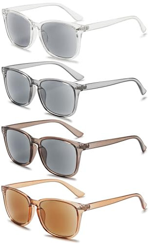 VEVESMUNDO Lesebrille mit Sonnenschutz Getönt Lesehilfe Sehhilfe Sonnenbrille Sonnenlesebrille mit sehstärke Damen Herren (+1.0, 4 Stück Sonnenlesebrillen Set A)
