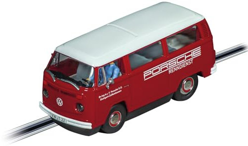 Carrera Evolution - 20027760 I VW Bus T2b Porsche Renndienst I Maßstab 1:32 I Detailgetreue Nachbildung I Front & Rücklichter I Ein Muss für jeden Porsche Liebhaber I Rennbahn Action