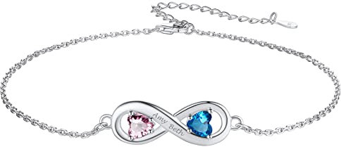 Custom4U Personalisierte Infinity Fußkettchen mit Gravur Damen Frauen 925 Silber Verstellbare Zirkonia Unendlichkeitszeichen Fußkette Armbänder Geschenke für Muttertag Geburtstag