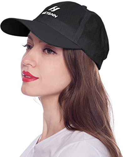 HEYANN Baseball Caps für Herren,Baseballmütze Mesh Cap Schwarz Baseball Cap Sommer Unisex Baseball Kappen Outdoor Hut Atmungsaktive Basecap Einstellbare (Schwarz)