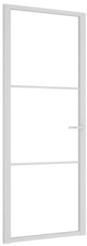 vidaXL Innentür Modernes Design Glastür Komplettset Zimmertür Tür Drehtür Wohnungstür mit Montagezubehör 83x201,5cm Weiß ESG-Glas Aluminium