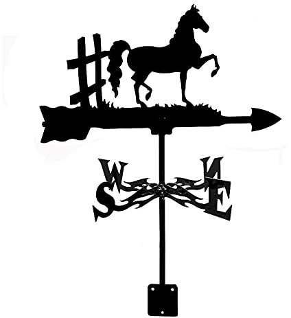 Wetterfahne, schwarzer Schwanenzaun, Pferd, Dalmatiner, Edelstahl, Wetterfahne, Messwerkzeuge, Wetterhahn mit Anti-Rost-Beschichtung, langlebig, für den Außenbereich, Gärten, Häuser, Terrasse, Rasen
