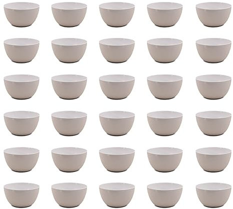 Dekorah 30 tazas sin asa de melamina, 400 ml al servicio, 680 ml por borde. Fabricado en Italia