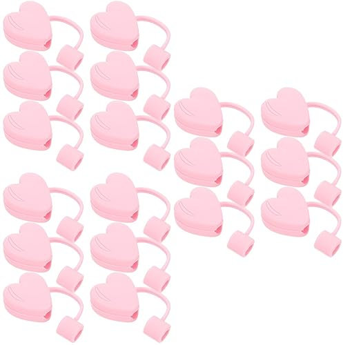 NIYANGLE 18 Pcs Bouchon Anti-poussière En Paille Protecteur De Paille Couvertures De Paille Réutilisables Fournitures Pailles En Forme De Coeur Gel De Silice Bouchon De Poussiere Enfant