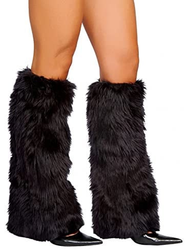 FeMereina Leg Warmers for Women 80s 90s Goth Leg Warmer Girls Kawaii Japanese Style Knit Striped Leg Warmers Y2K Leg Sleeves (Fur - Black, One Size)
