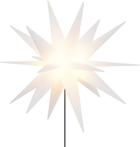 vidaXL Weihnachtsstern, Faltbar Beleuchtet Adventsstern mit Erdspieß LED, Wasserdicht Weihnachtsbeleuchtung mit Timer, Leuchtstern Weihnachtsdeko für Innen Außen, Weiß 57 cm