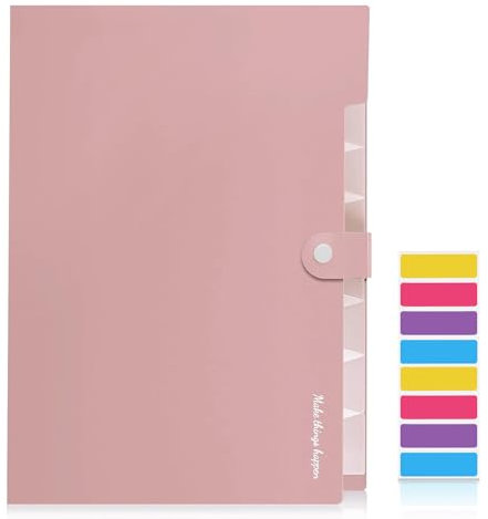 KONVINIT Cartella Portadocumenti Organizzatore di cartelle espandibili A4 con 8 Tasche Cartelline con Divisori cartelletta Fisarmonica,ideale per ufficio,scuola e casa