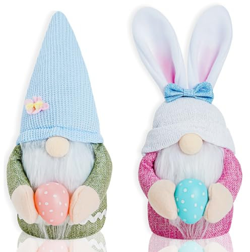 TSQZE 2er Set Ostern Deko Wichtel Osterhasen Wichtel Figuren, Plsch Osterzwerg Zwerg Dekoration Fr Kinder (Stil E)