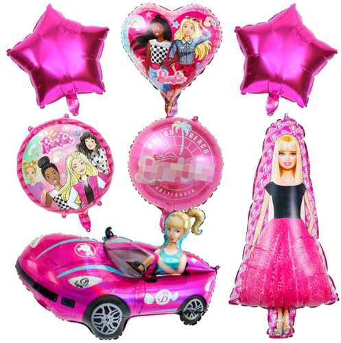 Philoctes 7pcs Prinzessin Geburtstag Ballon Party deko Set, Top Model Party Dekoration Luftballons, Barbi Mottoparty Prinzessin Karneval Make-up für Mädchen Kinder Geburtstag Party Supplies