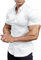 EOUOSS Men’s Muscle Fit Dress Shirts Stretch Athletic Slim Fit Short Sleeve Casual Button Down Shirt, White, Medium