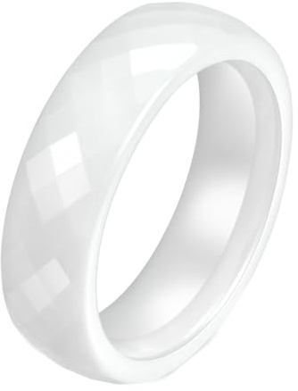 Beydodo Keramik Herren Ring Freundschaft, Männer Ringe 6MM Glänzend Bandring Partnerringe Weiß Ring Personalisiert Nickelfrei Größe 65 (20.7)