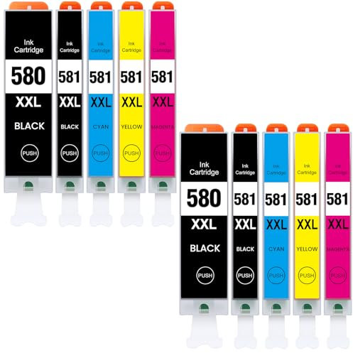580 581 Druckerpatronen kompatible für Canon PGI-580 CLI-581 XXL Patronen Multipack für Pixma TR8550 TR7550 TR7500 TS705 TS6350 TS6150 TS9550 TS6250 TS8250 TR8500 TS6151 TS8150 TS8251 (10er-Pack)