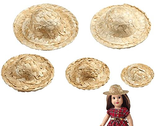 Tsffae 5 stücke Puppe Haus Stroh Hut Miniatur Stroh Hut Puppe Haus Dekoration DIY Schmuck Zubehör Mini Sonnenhut Ornament