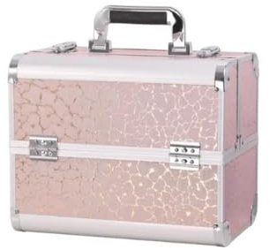 MANY BEAUTY Kosmetikkoffer, Make Up Koffer für Reisen - Schminkkoffer mit Vier Ausziehbaren Schubladen - Makeup Organizer mit 2 Schlössern - Beauty Case Rosa