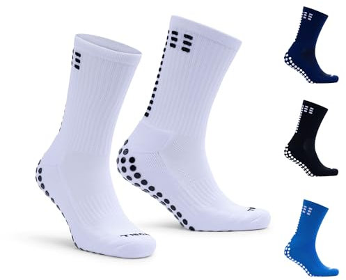 Tiscal Sports Football Grip Socks for Kids & Adults | 3 Sizes UK 1-4, UK 5-8 & UK 9-13 | Multiple Colours White, Black, Blue, Red & Navy | Anti Slip Anti Blister Grip Socks | Perfect For Rugby Yoga