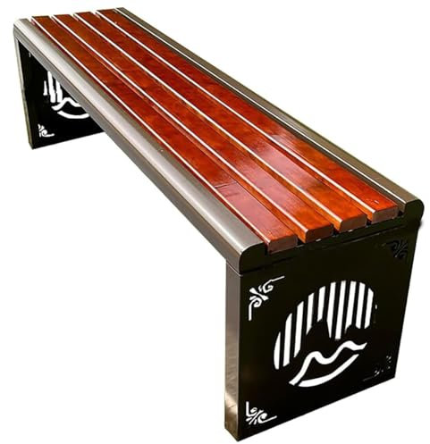 KEJIAWU Holz und Aluminium Gartenbank, Gartenbank, Bank for Die Veranda, Feuerverzinktes Stahlrohr, Außenbank for Garten, Veranda, Hinterhof, Terrasse(120cm/47in)