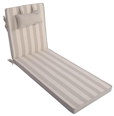 LILENO HOME Sonnenliege mit Kopfkissen 1er Set Rollstuhl in Blockstreifen Beige Gartenliege Kissen perfekt für Strandliege Kissen Mar